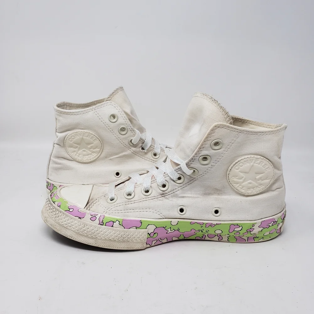 Converse All Star Crafted Floral High-Top Sneakers with Pink Green Size 8.5